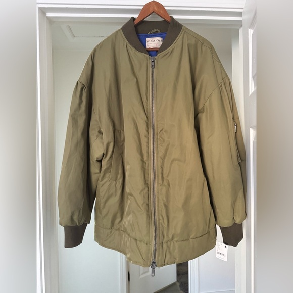 NWT Free People We The Free Becca Bomber Jacket w/ Quilted Cobalt Lining - Picture 14 of 14